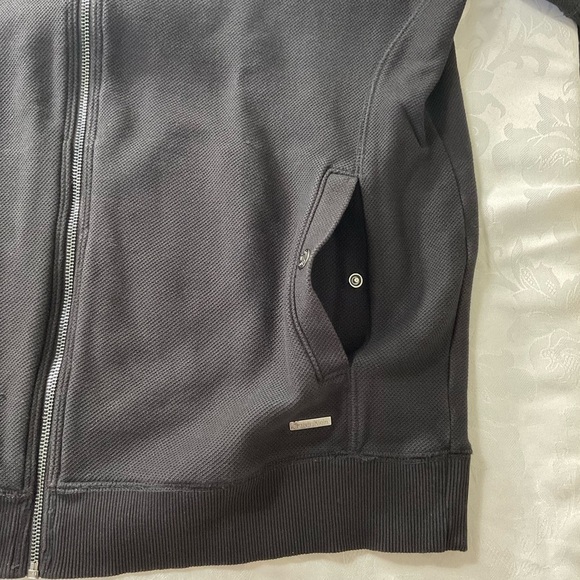 Calvin Klein Jeans Black Waffle Knit  Full Zip Jacket Sweater Men's Size Large - Picture 4 of 8